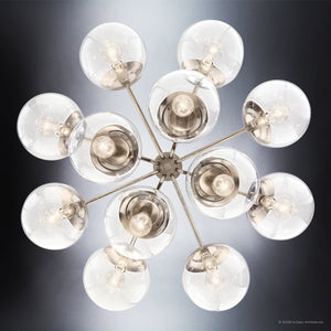 Urban Ambiance - Chandelier - UKC20661 Mid-Century Modern Indoor Chandelier, 22.25''H x 30''W x 30''Dep, Polished Nickel Finish, Hartwell Collection -