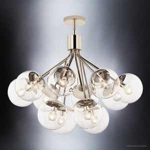 Urban Ambiance - Chandelier - UKC20661 Mid-Century Modern Indoor Chandelier, 22.25''H x 30''W x 30''Dep, Polished Nickel Finish, Hartwell Collection -