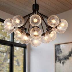 Urban Ambiance - Chandelier - UKC20662 Mid-Century Modern Indoor Chandelier, 26''H x 38''W x 38''Dep, Black Finish, Hartwell Collection -