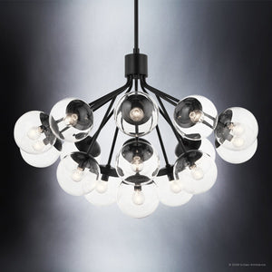 Urban Ambiance - Chandelier - UKC20663 Mid-Century Modern Indoor Chandelier, 26''H x 38''W x 38''Dep, Black Finish, Hartwell Collection -