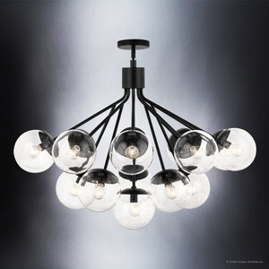 Urban Ambiance - Chandelier - UKC20663 Mid-Century Modern Indoor Chandelier, 26''H x 38''W x 38''Dep, Black Finish, Hartwell Collection -