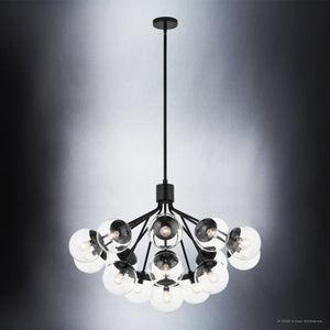 Urban Ambiance - Chandelier - UKC20663 Mid-Century Modern Indoor Chandelier, 26''H x 38''W x 38''Dep, Black Finish, Hartwell Collection -