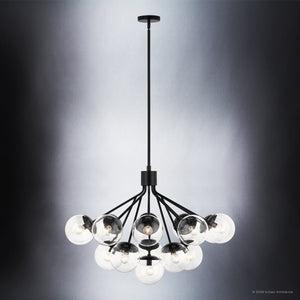 Urban Ambiance - Chandelier - UKC20663 Mid-Century Modern Indoor Chandelier, 26''H x 38''W x 38''Dep, Black Finish, Hartwell Collection -