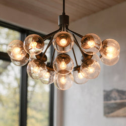 Urban Ambiance - Chandelier - UKC20663 Mid-Century Modern Indoor Chandelier, 26''H x 38''W x 38''Dep, Black Finish, Hartwell Collection -