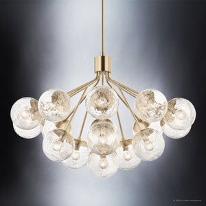 Urban Ambiance - Chandelier - UKC20664 Mid-Century Modern Indoor Chandelier, 26''H x 38''W x 38''Dep, Champagne Bronze Finish, Hartwell Collection -