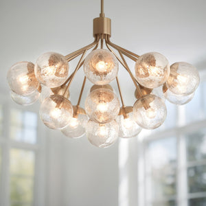 Urban Ambiance - Chandelier - UKC20664 Mid-Century Modern Indoor Chandelier, 26''H x 38''W x 38''Dep, Champagne Bronze Finish, Hartwell Collection -