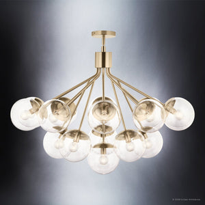 Urban Ambiance - Chandelier - UKC20665 Mid-Century Modern Indoor Chandelier, 26''H x 38''W x 38''Dep, Champagne Bronze Finish, Hartwell Collection -