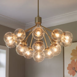 Urban Ambiance - Chandelier - UKC20665 Mid-Century Modern Indoor Chandelier, 26''H x 38''W x 38''Dep, Champagne Bronze Finish, Hartwell Collection -