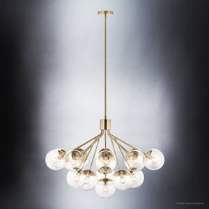 Urban Ambiance - Chandelier - UKC20665 Mid-Century Modern Indoor Chandelier, 26''H x 38''W x 38''Dep, Champagne Bronze Finish, Hartwell Collection -