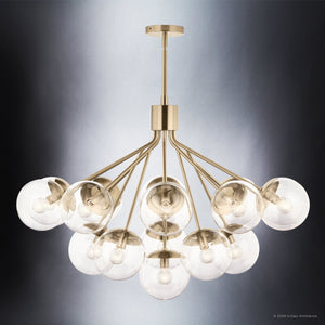 Urban Ambiance - Chandelier - UKC20665 Mid-Century Modern Indoor Chandelier, 26''H x 38''W x 38''Dep, Champagne Bronze Finish, Hartwell Collection -