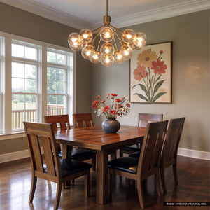 Urban Ambiance - Chandelier - UKC20665 Mid-Century Modern Indoor Chandelier, 26''H x 38''W x 38''Dep, Champagne Bronze Finish, Hartwell Collection -