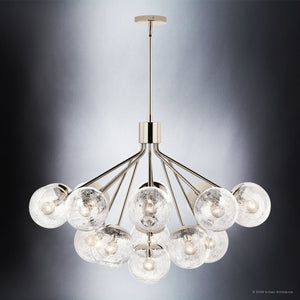 Urban Ambiance - Chandelier - UKC20666 Mid-Century Modern Indoor Chandelier, 26''H x 38''W x 38''Dep, Polished Nickel Finish, Hartwell Collection -