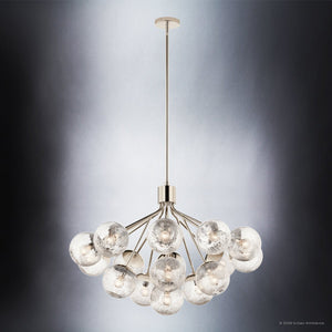 Urban Ambiance - Chandelier - UKC20666 Mid-Century Modern Indoor Chandelier, 26''H x 38''W x 38''Dep, Polished Nickel Finish, Hartwell Collection -
