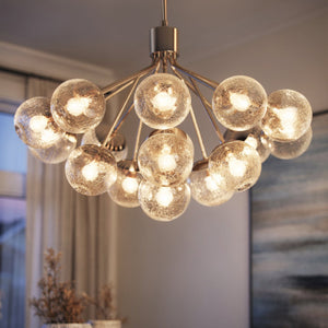 Urban Ambiance - Chandelier - UKC20666 Mid-Century Modern Indoor Chandelier, 26''H x 38''W x 38''Dep, Polished Nickel Finish, Hartwell Collection -