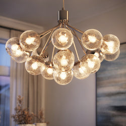 Urban Ambiance - Chandelier - UKC20666 Mid-Century Modern Indoor Chandelier, 26''H x 38''W x 38''Dep, Polished Nickel Finish, Hartwell Collection -