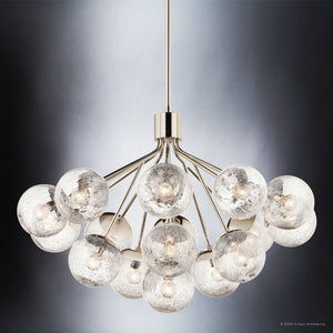 Urban Ambiance - Chandelier - UKC20666 Mid-Century Modern Indoor Chandelier, 26''H x 38''W x 38''Dep, Polished Nickel Finish, Hartwell Collection -