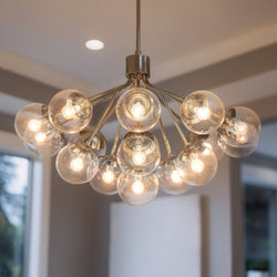 Urban Ambiance - Chandelier - UKC20667 Mid-Century Modern Indoor Chandelier, 26''H x 38''W x 38''Dep, Polished Nickel Finish, Hartwell Collection -