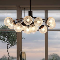 Urban Ambiance - Chandelier - UKC20668 Mid-Century Modern Indoor Chandelier, 17.75''H x 26.75''W x 26.75''Dep, Black Finish, Hartwell Collection -