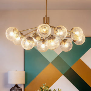 Urban Ambiance - Chandelier - UKC20670 Mid-Century Modern Indoor Chandelier, 17.75''H x 26.75''W x 26.75''Dep, Champagne Bronze Finish, Hartwell Collection -