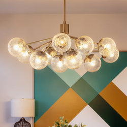 Urban Ambiance - Chandelier - UKC20670 Mid-Century Modern Indoor Chandelier, 17.75''H x 26.75''W x 26.75''Dep, Champagne Bronze Finish, Hartwell Collection -
