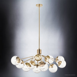 Urban Ambiance - Chandelier - UKC20671 Mid-Century Modern Indoor Chandelier, 17.75''H x 26.75''W x 26.75''Dep, Champagne Bronze Finish, Hartwell Collection -
