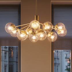 Urban Ambiance - Chandelier - UKC20671 Mid-Century Modern Indoor Chandelier, 17.75''H x 26.75''W x 26.75''Dep, Champagne Bronze Finish, Hartwell Collection -