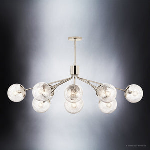 Urban Ambiance - Chandelier - UKC20672 Mid-Century Modern Indoor Chandelier, 17.75''H x 26.75''W x 26.75''Dep, Polished Nickel Finish, Hartwell Collection -