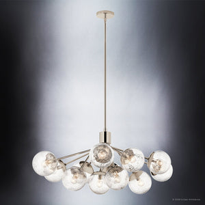 Urban Ambiance - Chandelier - UKC20672 Mid-Century Modern Indoor Chandelier, 17.75''H x 26.75''W x 26.75''Dep, Polished Nickel Finish, Hartwell Collection -