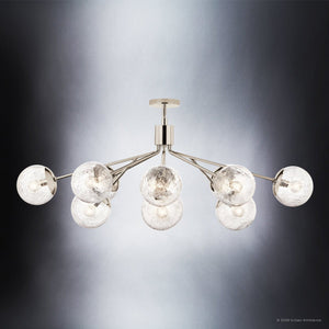 Urban Ambiance - Chandelier - UKC20672 Mid-Century Modern Indoor Chandelier, 17.75''H x 26.75''W x 26.75''Dep, Polished Nickel Finish, Hartwell Collection -