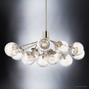 Urban Ambiance - Chandelier - UKC20672 Mid-Century Modern Indoor Chandelier, 17.75''H x 26.75''W x 26.75''Dep, Polished Nickel Finish, Hartwell Collection -