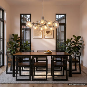 Urban Ambiance - Chandelier - UKC20672 Mid-Century Modern Indoor Chandelier, 17.75''H x 26.75''W x 26.75''Dep, Polished Nickel Finish, Hartwell Collection -