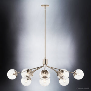 Urban Ambiance - Chandelier - UKC20673 Mid-Century Modern Indoor Chandelier, 17.75''H x 26.75''W x 26.75''Dep, Polished Nickel Finish, Hartwell Collection -
