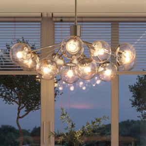 Urban Ambiance - Chandelier - UKC20673 Mid-Century Modern Indoor Chandelier, 17.75''H x 26.75''W x 26.75''Dep, Polished Nickel Finish, Hartwell Collection -