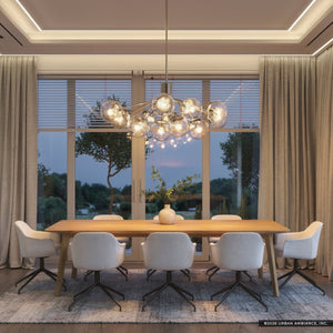 Urban Ambiance - Chandelier - UKC20673 Mid-Century Modern Indoor Chandelier, 17.75''H x 26.75''W x 26.75''Dep, Polished Nickel Finish, Hartwell Collection -