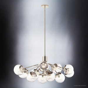 Urban Ambiance - Chandelier - UKC20673 Mid-Century Modern Indoor Chandelier, 17.75''H x 26.75''W x 26.75''Dep, Polished Nickel Finish, Hartwell Collection -