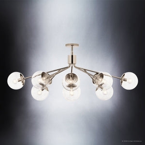 Urban Ambiance - Chandelier - UKC20673 Mid-Century Modern Indoor Chandelier, 17.75''H x 26.75''W x 26.75''Dep, Polished Nickel Finish, Hartwell Collection -