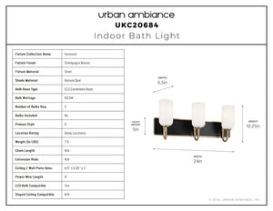 Urban Ambiance - Bath Light - UKC20684 New Traditional Indoor Bath Light, 10.25''H x 24''W x 6.5''Dep, Champagne Bronze Finish, Ironwood Collection -