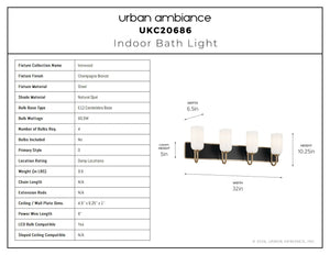 Urban Ambiance - Bath Light - UKC20686 New Traditional Indoor Bath Light, 10.25''H x 32''W x 6.5''Dep, Champagne Bronze Finish, Ironwood Collection -