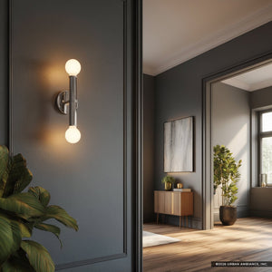 Urban Ambiance - Wall Sconce - UKC20692 Mid-Century Modern Indoor Wall Sconce, 9.75''H x 5''W x 4''Dep, Polished Nickel Finish, Kingsbury Collection -