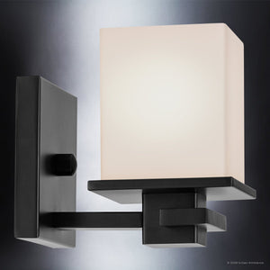 Urban Ambiance - Wall Sconce - UKC20700 Art Deco Indoor Wall Sconce, 6.5''H x 5''W x 6.75''Dep, Black Finish, Langford Collection -