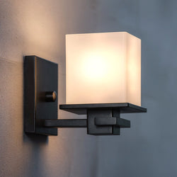 Urban Ambiance - Wall Sconce - UKC20700 Art Deco Indoor Wall Sconce, 6.5''H x 5''W x 6.75''Dep, Black Finish, Langford Collection -