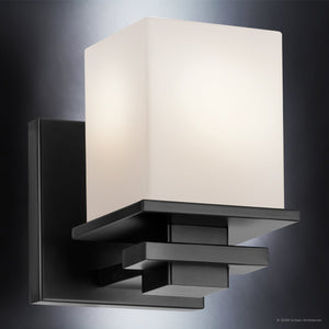 Urban Ambiance - Wall Sconce - UKC20700 Art Deco Indoor Wall Sconce, 6.5''H x 5''W x 6.75''Dep, Black Finish, Langford Collection -