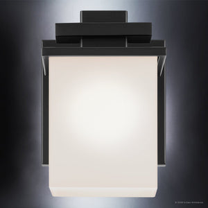 Urban Ambiance - Wall Sconce - UKC20700 Art Deco Indoor Wall Sconce, 6.5''H x 5''W x 6.75''Dep, Black Finish, Langford Collection -