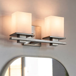 Urban Ambiance - Bath Light - UKC20702 Art Deco Indoor Bath Light, 6.5''H x 15''W x 6.75''Dep, Antique Pewter Finish, Langford Collection -