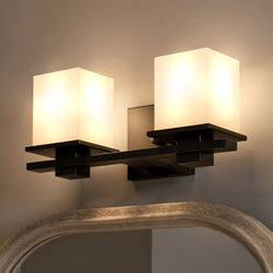 Urban Ambiance - Bath Light - UKC20703 Art Deco Indoor Bath Light, 6.5''H x 15''W x 6.75''Dep, Black Finish, Langford Collection -