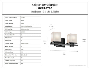 Urban Ambiance - Bath Light - UKC20703 Art Deco Indoor Bath Light, 6.5''H x 15''W x 6.75''Dep, Black Finish, Langford Collection -