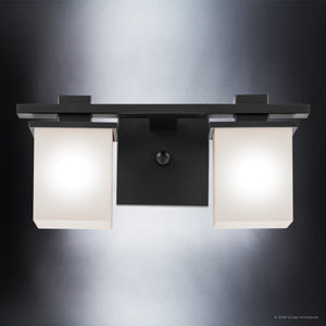 Urban Ambiance - Bath Light - UKC20703 Art Deco Indoor Bath Light, 6.5''H x 15''W x 6.75''Dep, Black Finish, Langford Collection -