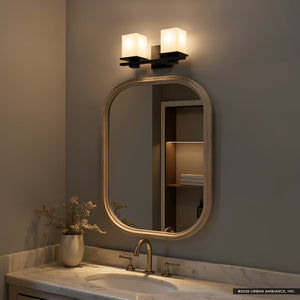Urban Ambiance - Bath Light - UKC20703 Art Deco Indoor Bath Light, 6.5''H x 15''W x 6.75''Dep, Black Finish, Langford Collection -