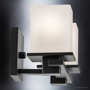 Urban Ambiance - Bath Light - UKC20703 Art Deco Indoor Bath Light, 6.5''H x 15''W x 6.75''Dep, Black Finish, Langford Collection -