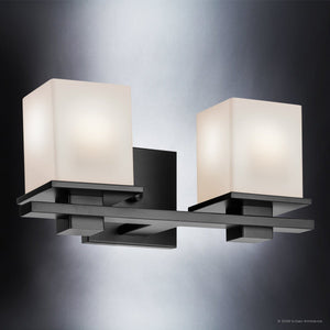 Urban Ambiance - Bath Light - UKC20703 Art Deco Indoor Bath Light, 6.5''H x 15''W x 6.75''Dep, Black Finish, Langford Collection -